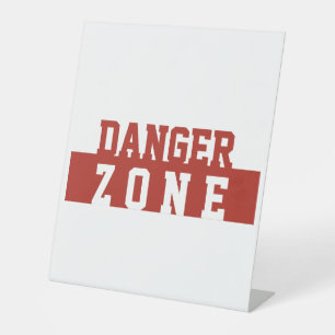 Danger Zone / Minimalist Modern Plain Red White Pedestal Sign