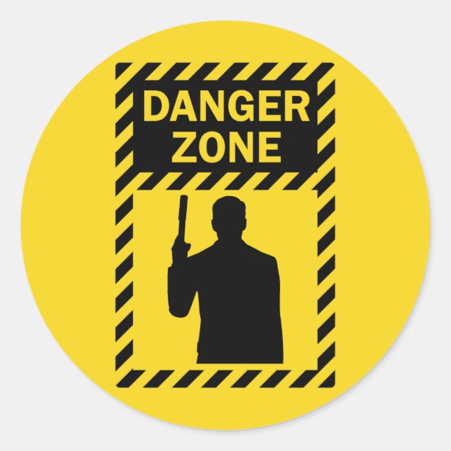DANGER ZONE! - Sign and Silhouette Classic Round Sticker (Front)