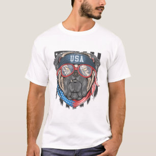 Dangerous American Dog, Bull Dog with USA flag T-Shirt