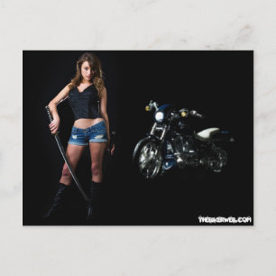 Dangerous Biker Babe Postcard