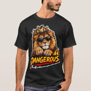 Dangerous Lion King Cool Boys T-Shirt Crown Sung