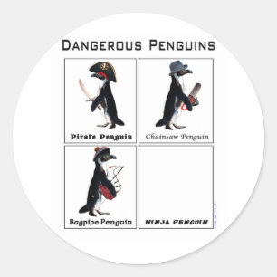 dangerous penguins classic round sticker