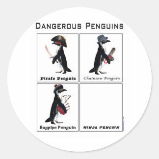 dangerous penguins classic round sticker