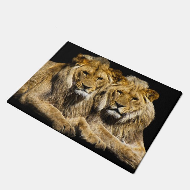 Dangerous Predator Lions Doormat (Angled)