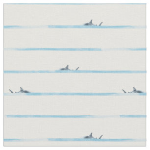 Dangerous Stripes shark in the sea deep water Fabric