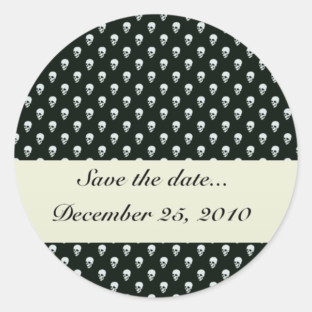 Dangerous white skull on retro black surface classic round sticker (Front)