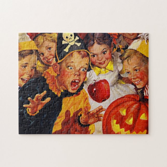 Dangers of Apple Bobbing - Funny Halloween Jigsaw Jigsaw Puzzle (Horizontal)