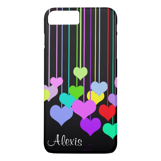 Dangling Hearts on Black Case-Mate iPhone Case (Back)