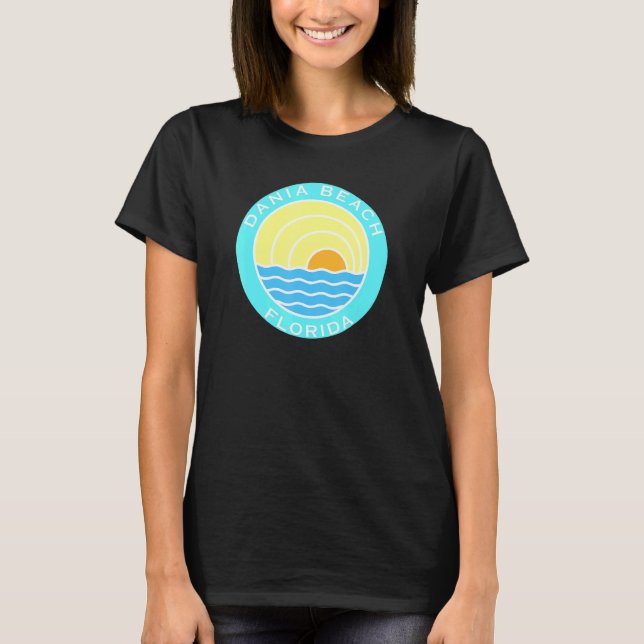 Dania Beach Florida Retro Sunset T-Shirt (Front)