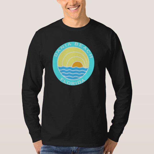 Dania Beach Florida Retro Sunset T-Shirt (Front)