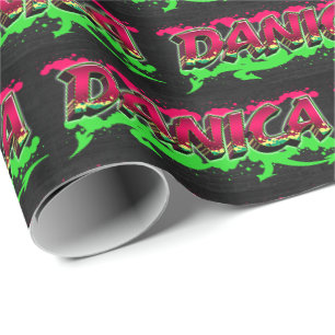 Danica Vorname Name Graffiti red green Wrapping Paper