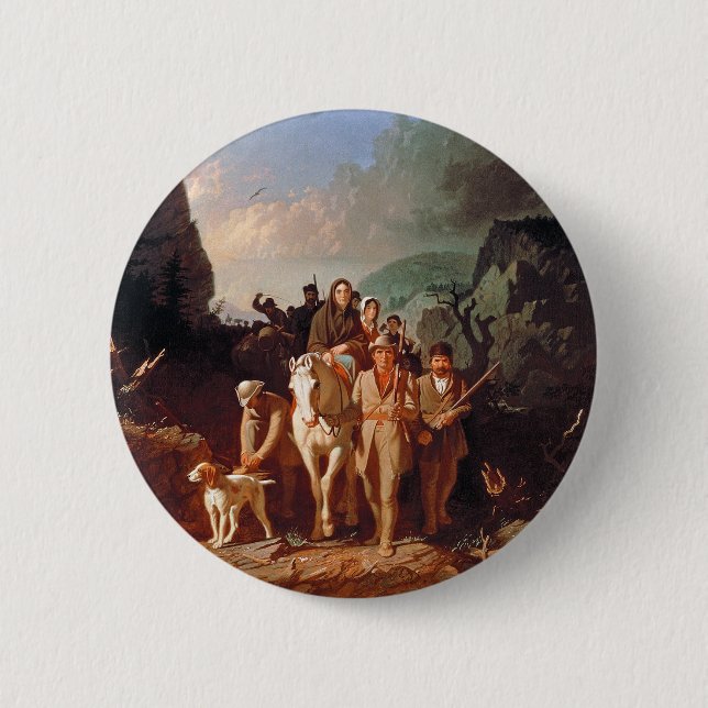 Daniel Boone escorting settlers  6 Cm Round Badge (Front)