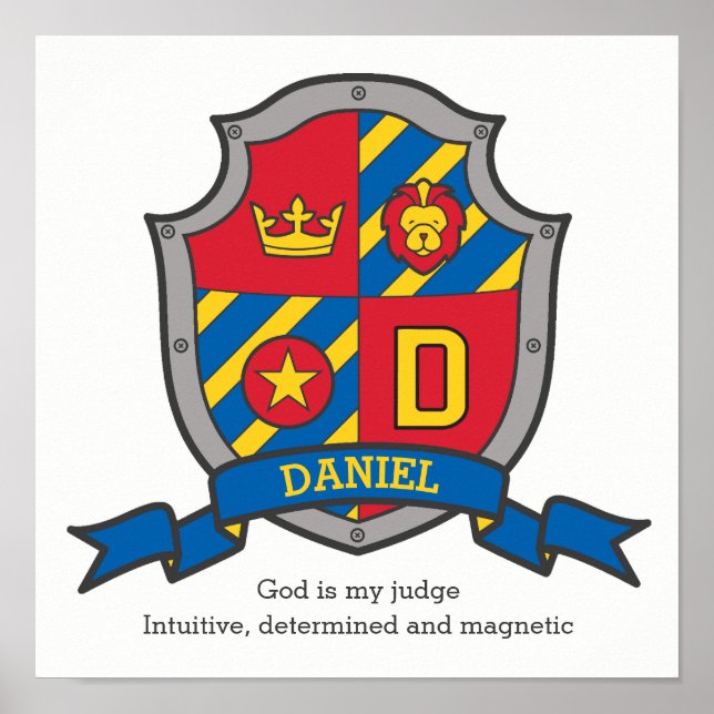 Daniel boys name letter D meaning heraldry shield Poster (Front)