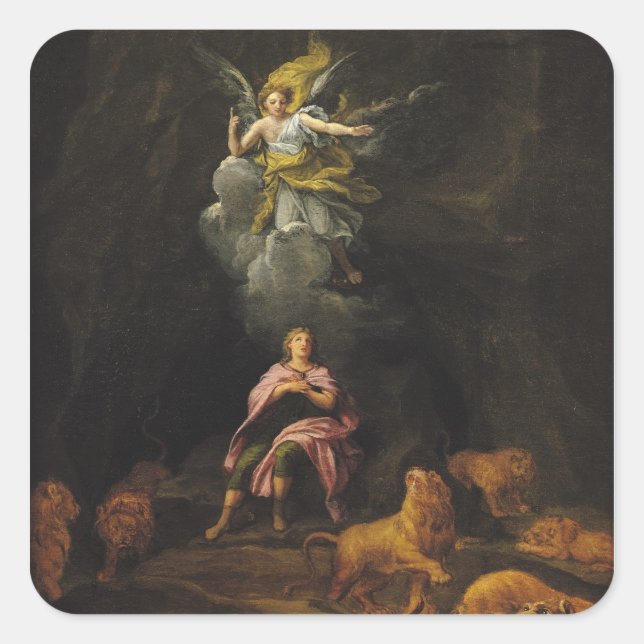 Daniel in the Den of Lions Square Sticker (Front)