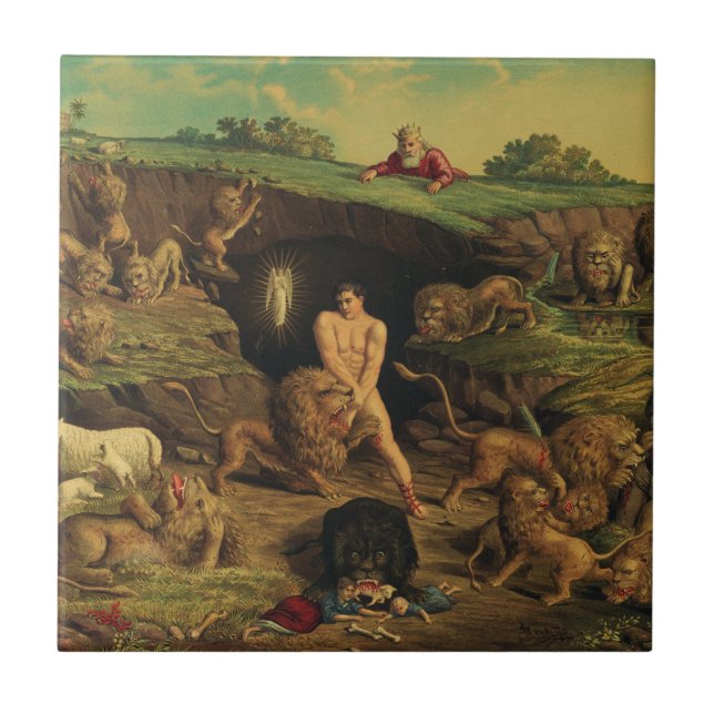 Daniel in the Lions' Den Ceramic Tile (Front)