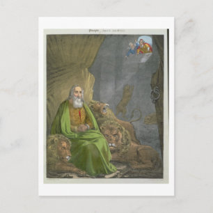Daniel in the Lions' Den, from a bible printed by Postcard