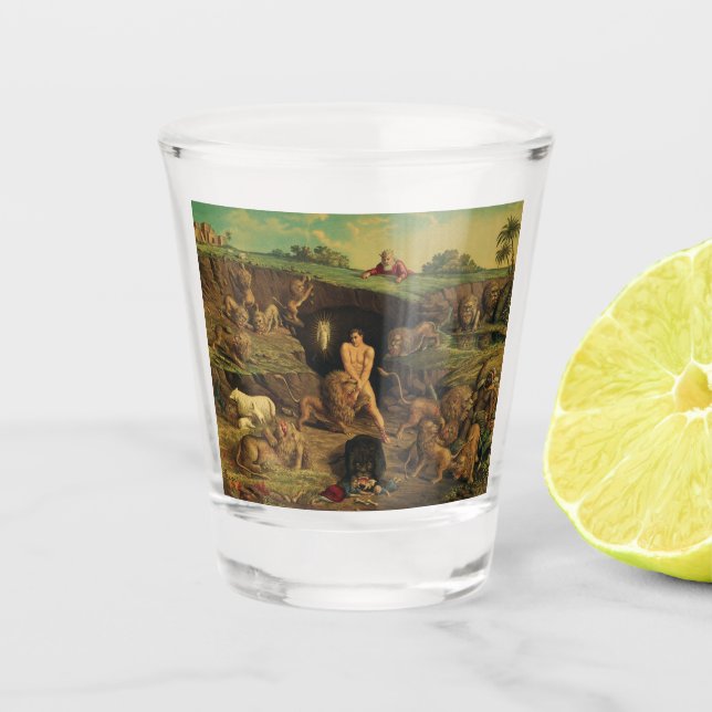 Daniel in the Lions' Den Shot Glass (Front)