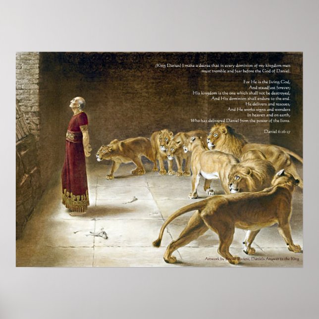 Daniel in the Lion's Den w/Bible Verse Art Print (Front)