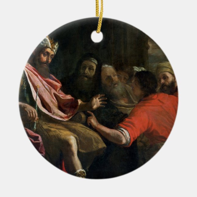 Daniel Interpreting Nebuchadnezzar's First Dream ( Ceramic Tree Decoration (Front)
