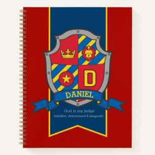 Daniel name meaning crest red blue  notebook