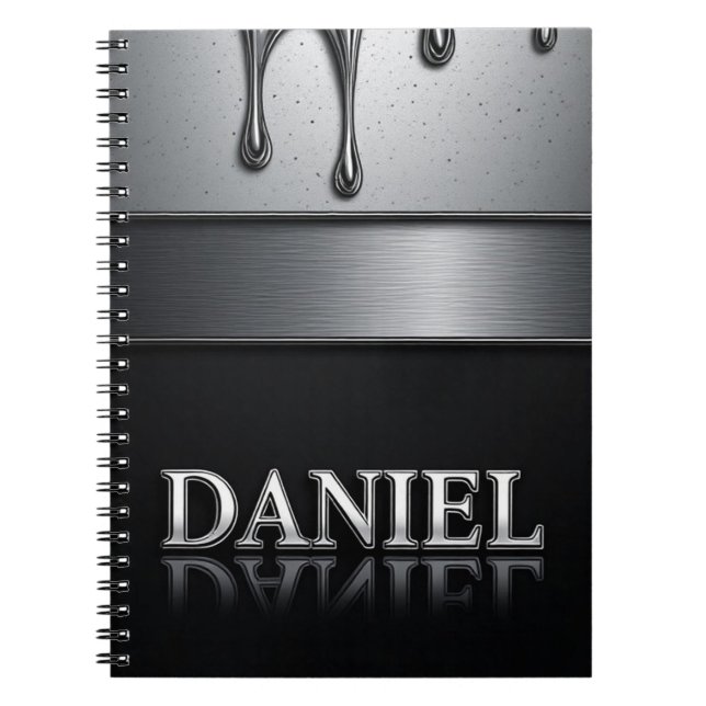 Daniel Name with Dripping Liquid Metal Notebook (Front)