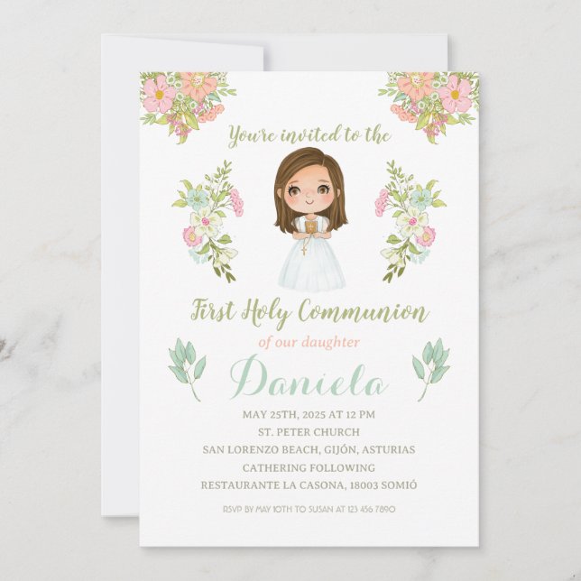 DANIELA First Communion Invitation (Front)