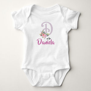 Daniela Name Baby Outfit Letter D Romper Floral Bodysuit