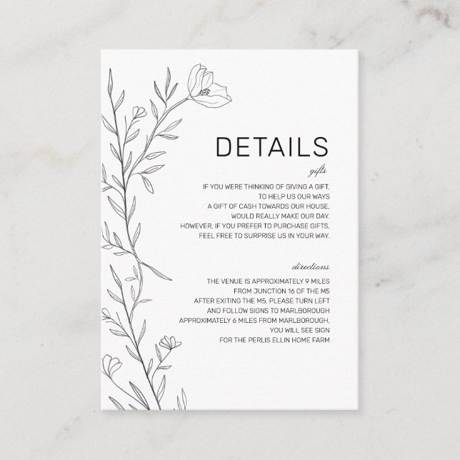 Daniella Floral Enclosure Reception Cards (Front)