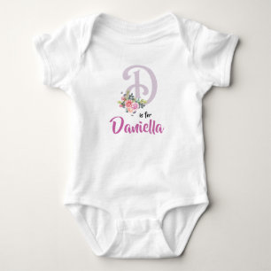 Daniella Name Baby Outfit Letter D Romper Floral Bodysuit