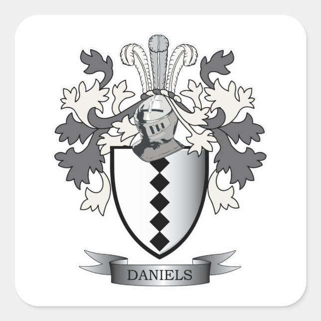 Daniels Family Crest Coat of Arms Square Sticker (Front)