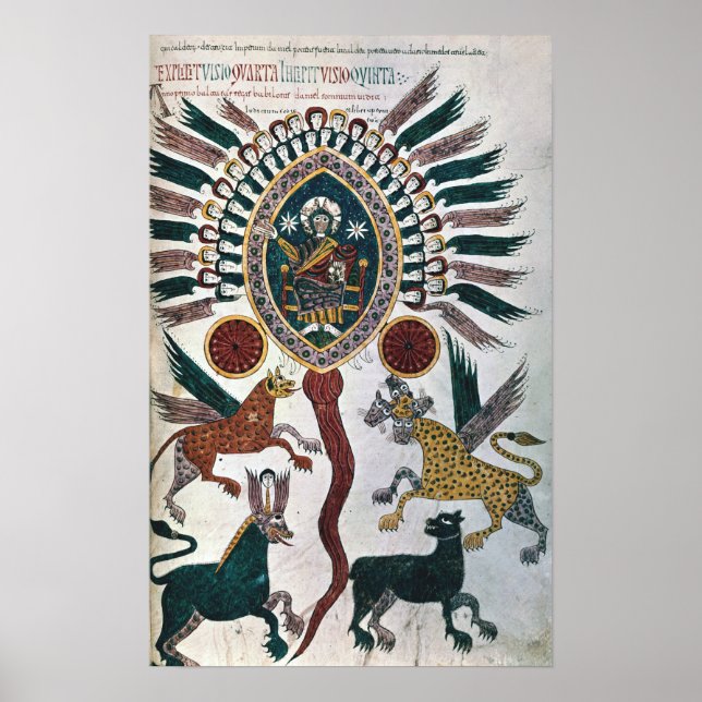 Daniel's vision of Four Beasts and God Poster (Front)