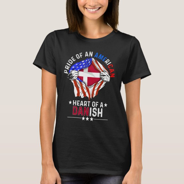 Danish American America Pride Foreign Country Denm T-Shirt (Front)