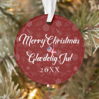 Danish American With Custom Year Bilingual Ornament