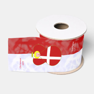 Danish Angel Blonde Hair Flag Personalise Grosgrain Ribbon