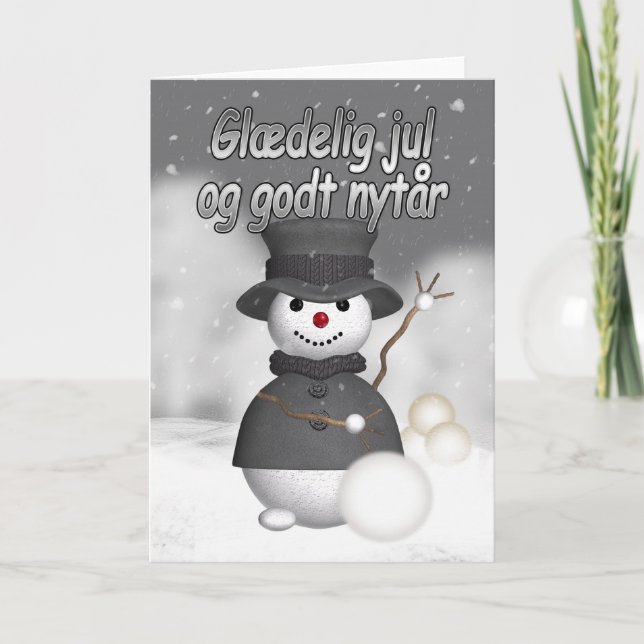 Danish christmas card with modern stylish snoman (Front)