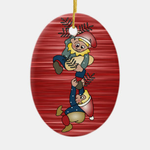 Danish Christmas Elves Ceramic Tree Decoration