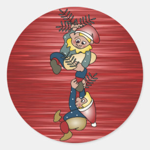 Danish Christmas Elves Classic Round Sticker