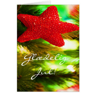 Danish Christmas Glædelig Jul,Godt Nytår Red Star