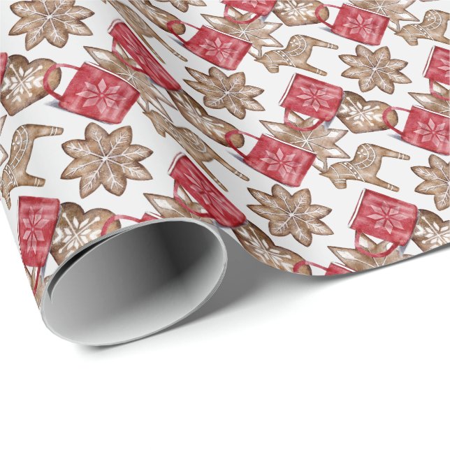 Danish Cookies & Cocoa Hygge Christmas Wrapping Paper (Roll Corner)