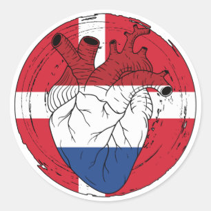 Danish Denmark Koningsdag Dutch Netherlands Heart Classic Round Sticker
