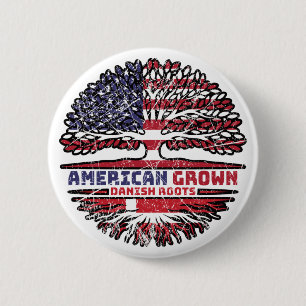 Danish Denmark US American USA United States Tree 6 Cm Round Badge
