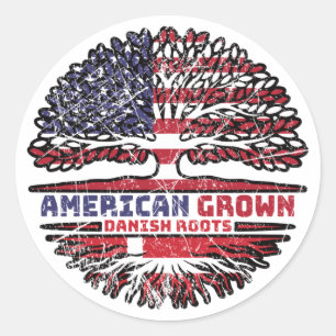 Danish Denmark US American USA United States Tree Classic Round Sticker