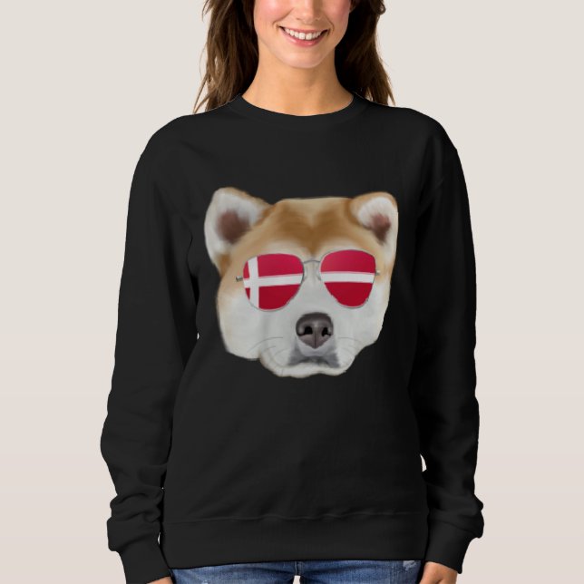 Danish Flag Akita Dog Denmark Pocket Sweatshirt (Front)