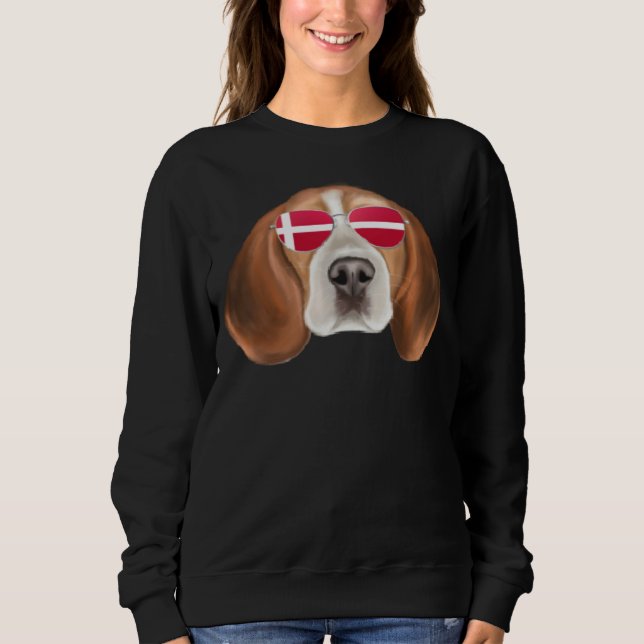 Danish Flag Beagle Dog Denmark Pocket Sweatshirt (Front)