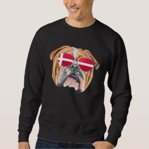 Danish Flag Bulldog Dog Denmark Pocket Sweatshirt