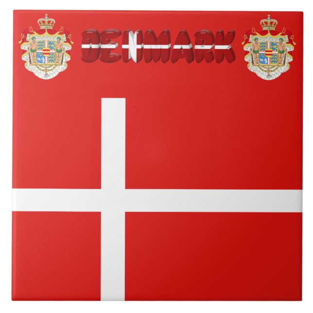 Danish flag ceramic tile (Front)