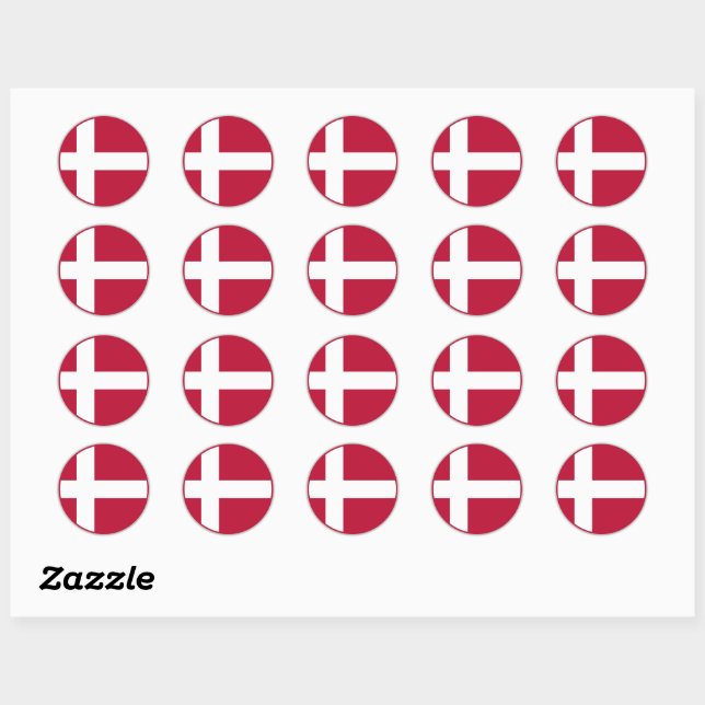Danish Flag Classic Round Sticker (Sheet)