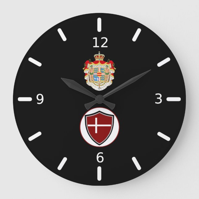 Danish flag-coat arms large clock (Front)