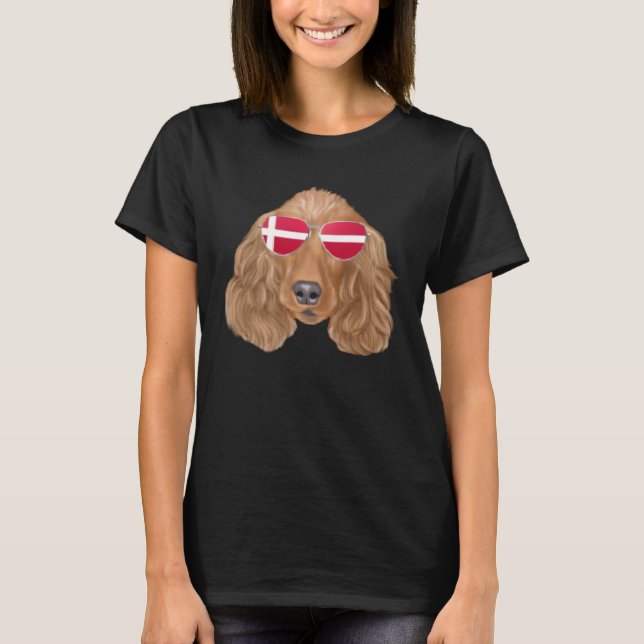 Danish Flag Cocker Spaniel Dog Denmark Pocket T-Shirt (Front)