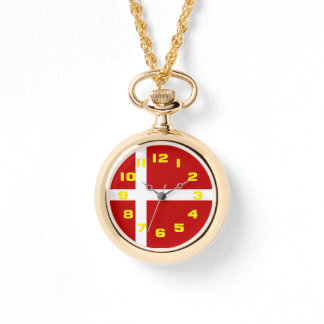 Danish Flag Dannebrog Red White Yellow Numbers Watch